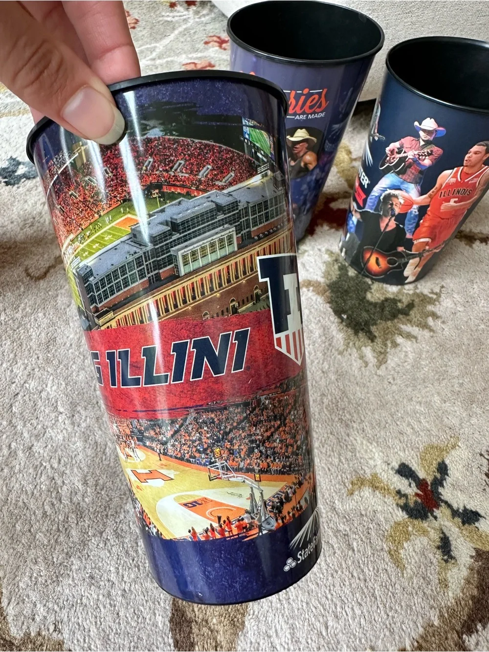 Vintage University Of Illinois Fighting Illini Basketball Plastic Cups Lot Of 4